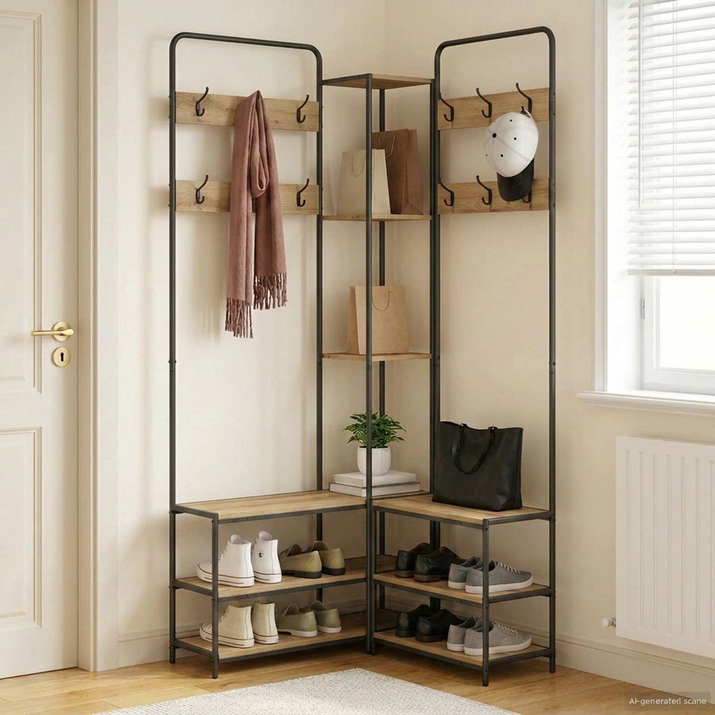 Knaggrekker med sko benk Artisan eik 143 x 30 x 199,5 cm