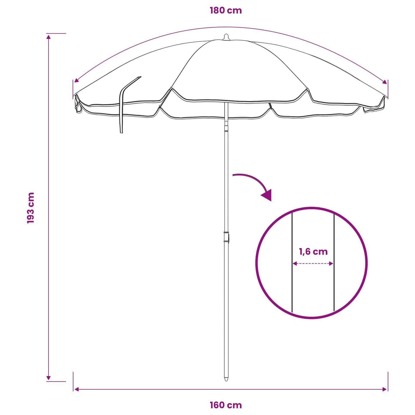 Hageparasol 160 cm 170T polyester Oransje