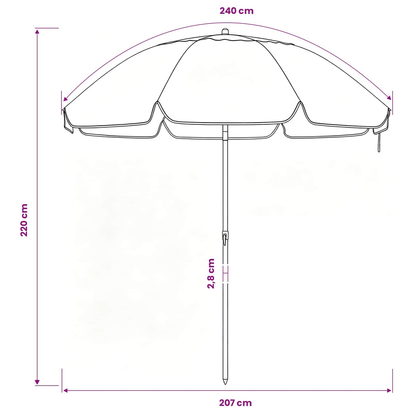 Hageparasol 240 cm 170T polyester Oransje