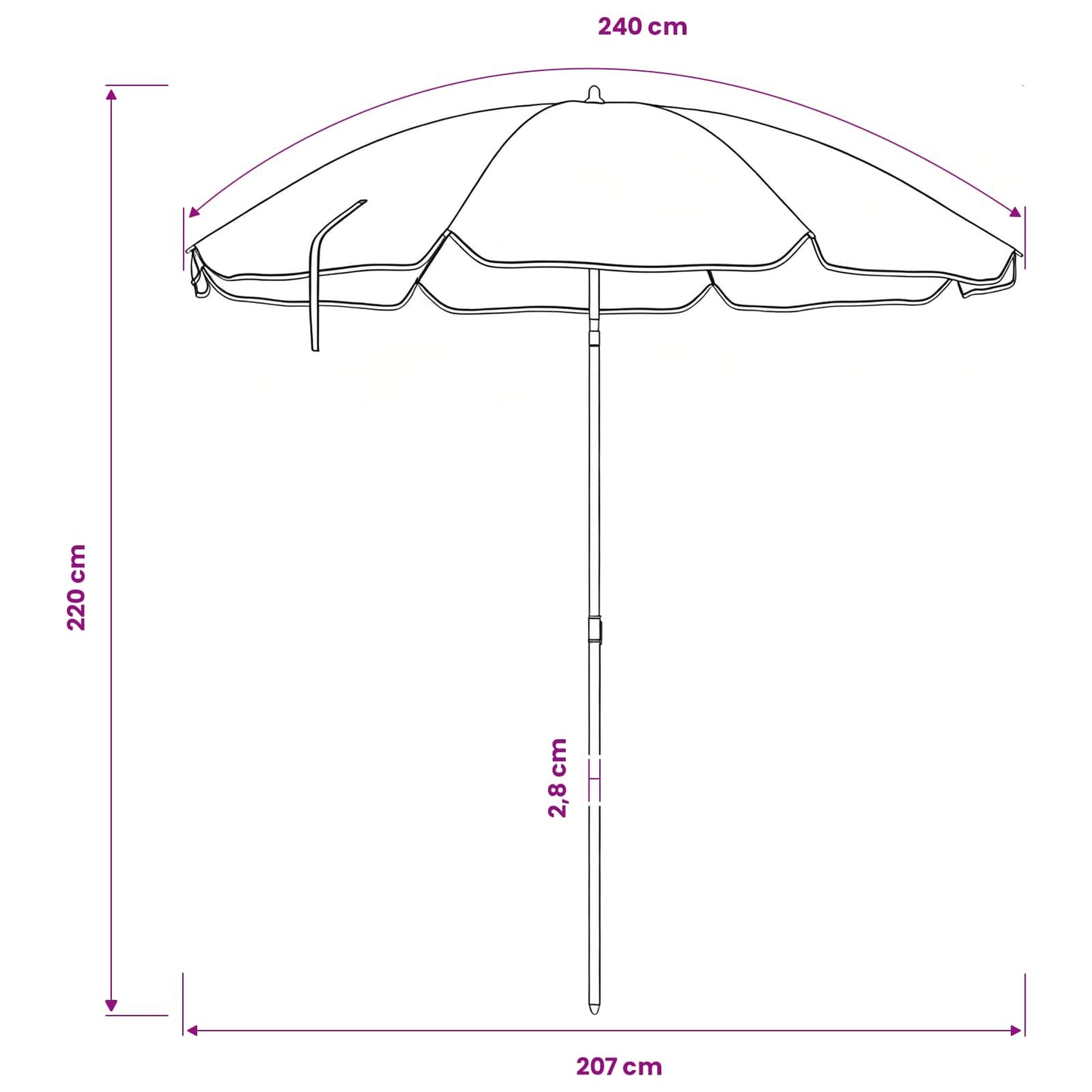 Hageparasol 240 cm 170T polyester Oransje