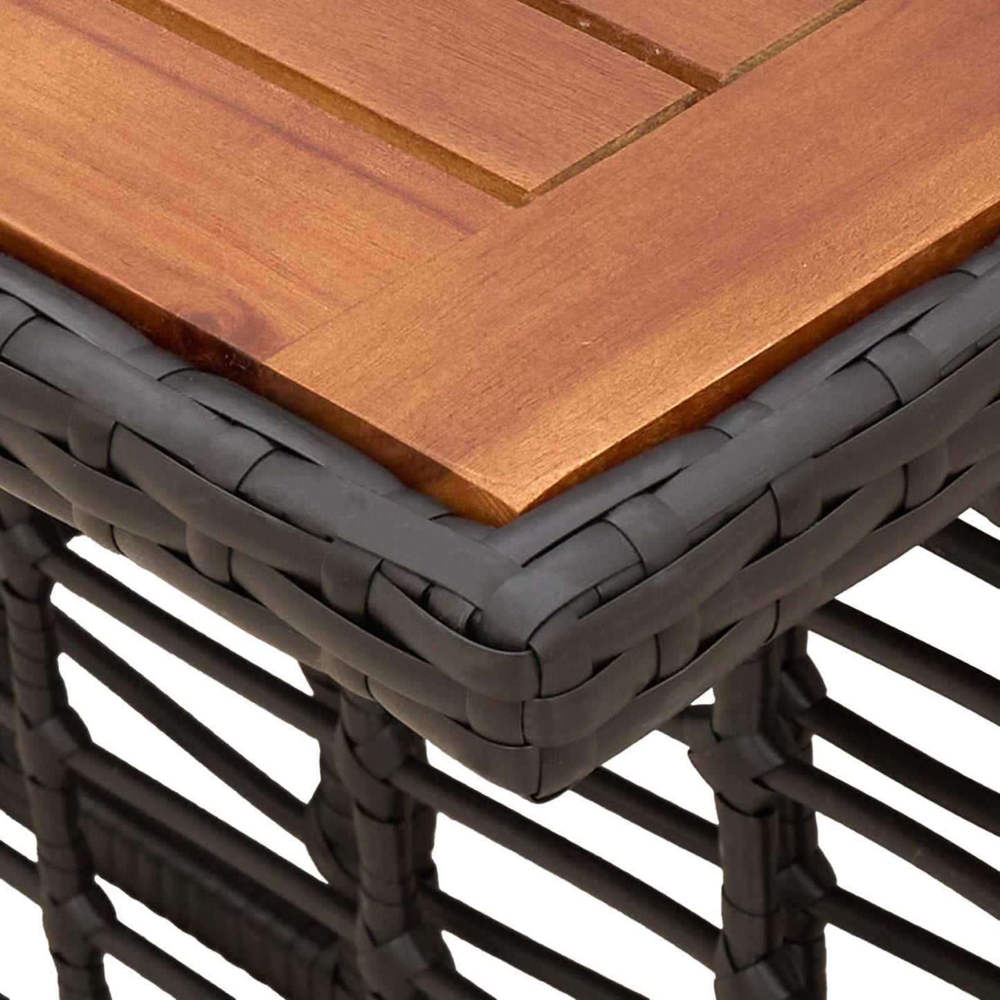 Hagebord Svart og naturlig 100 x 55 x 37 cm PE Rattan og Glass