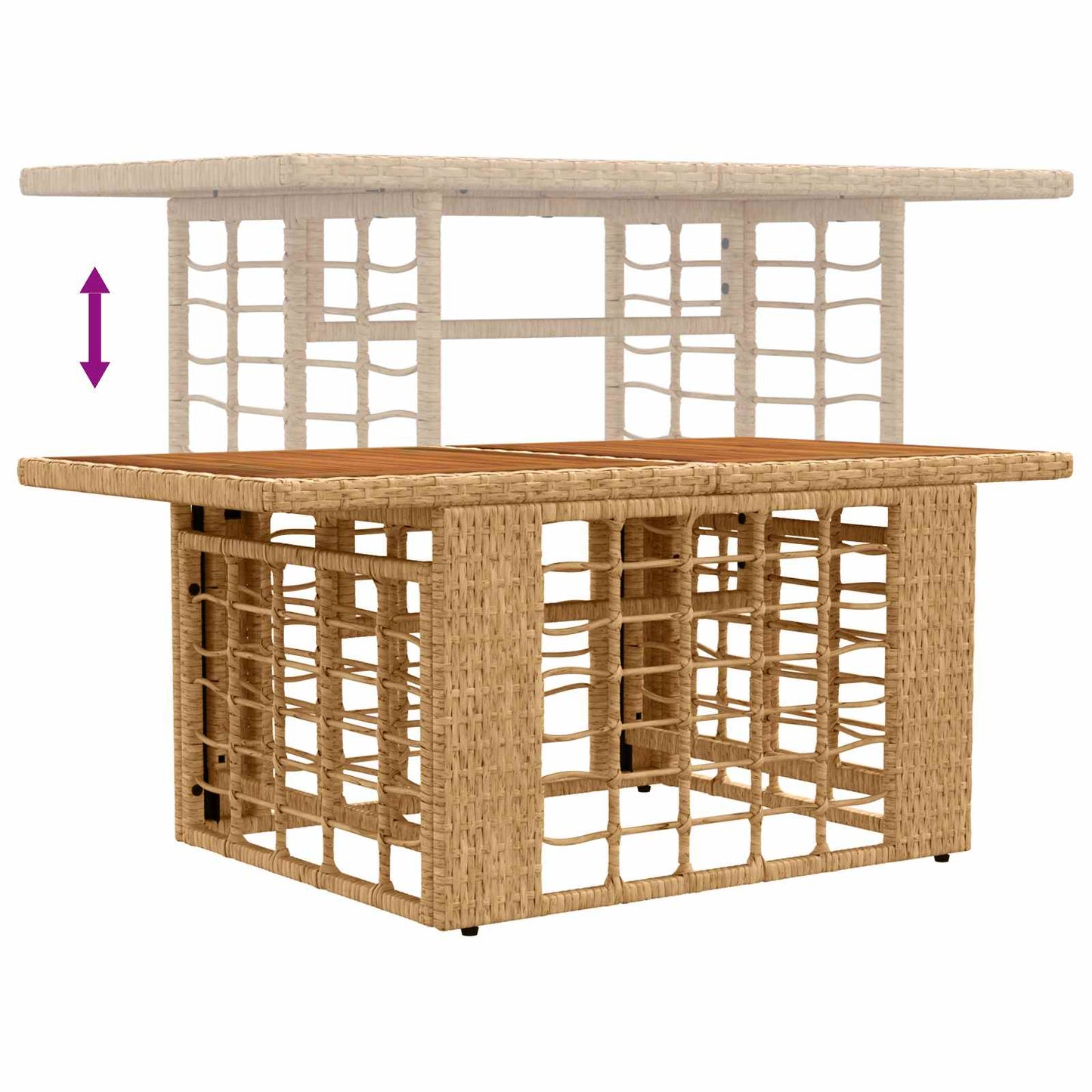 Hagebord Naturlig 100 x 55 x 37 cm PE Rattan og Glass