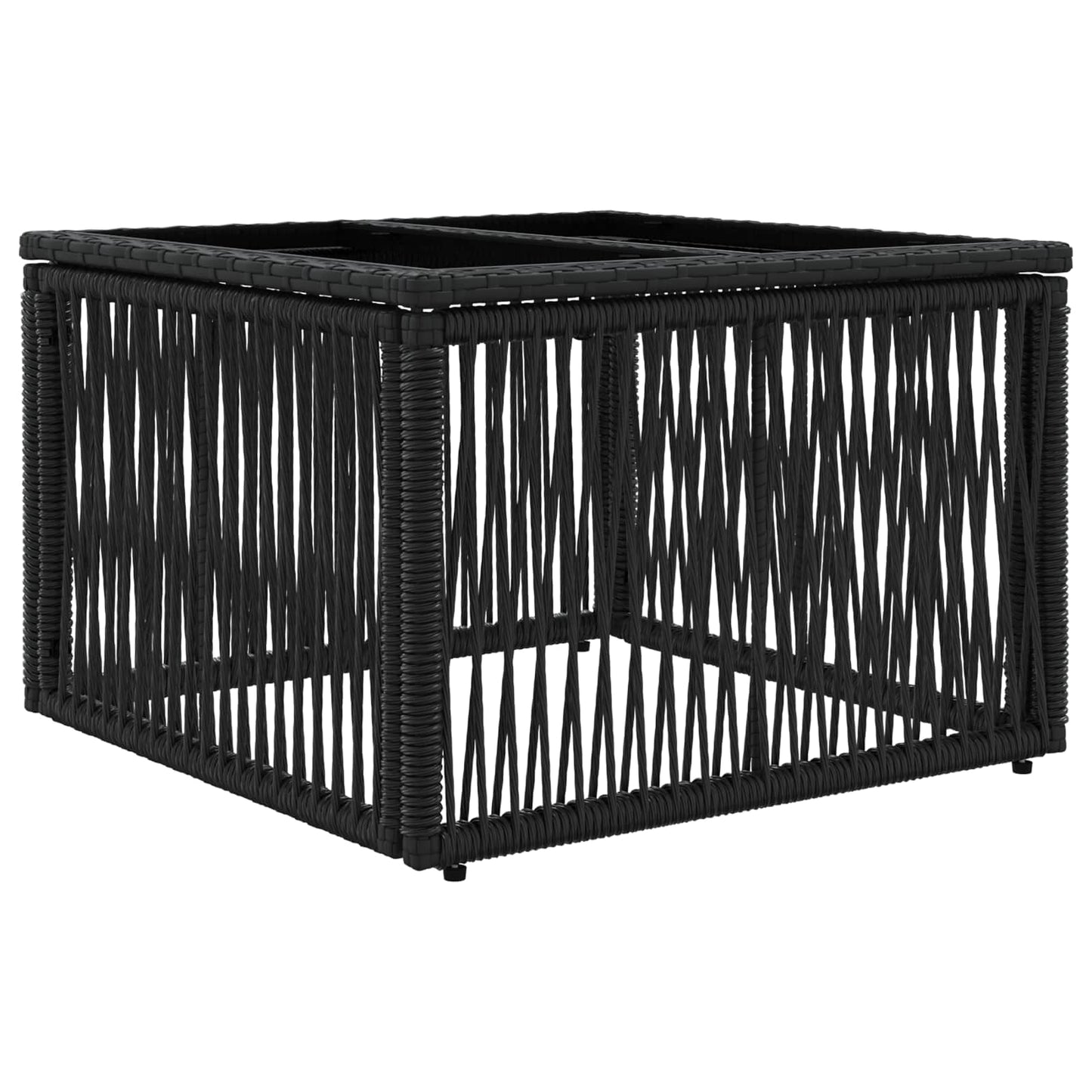 Hagebord Svart 55 x 55 x 37 cm PE Rattan og Glass