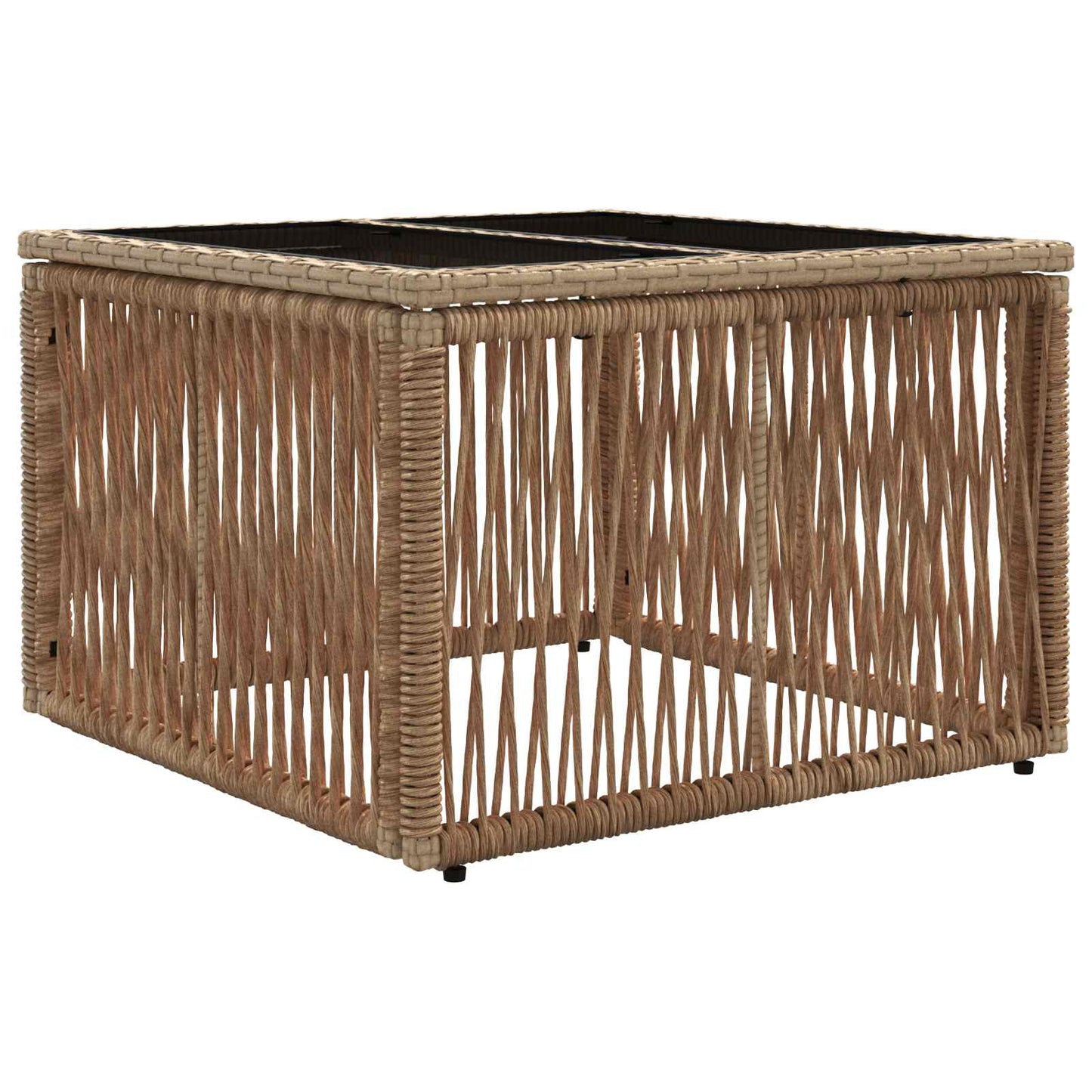 Hagebord Beige og svart 55 x 55 x 37 cm PE Rattan og Glass