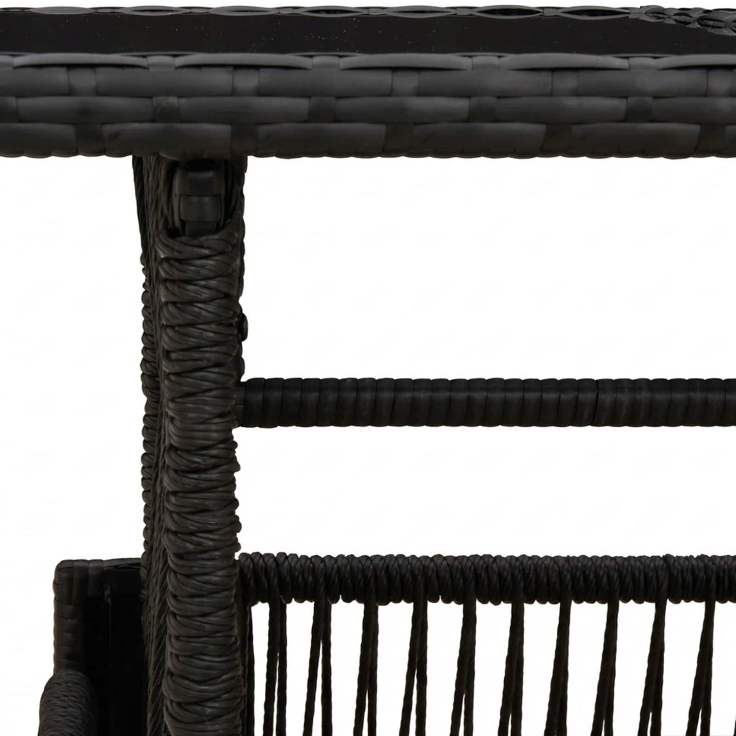 Hagebord Svart 100 x 55 x 37 cm PE Rattan og Glass