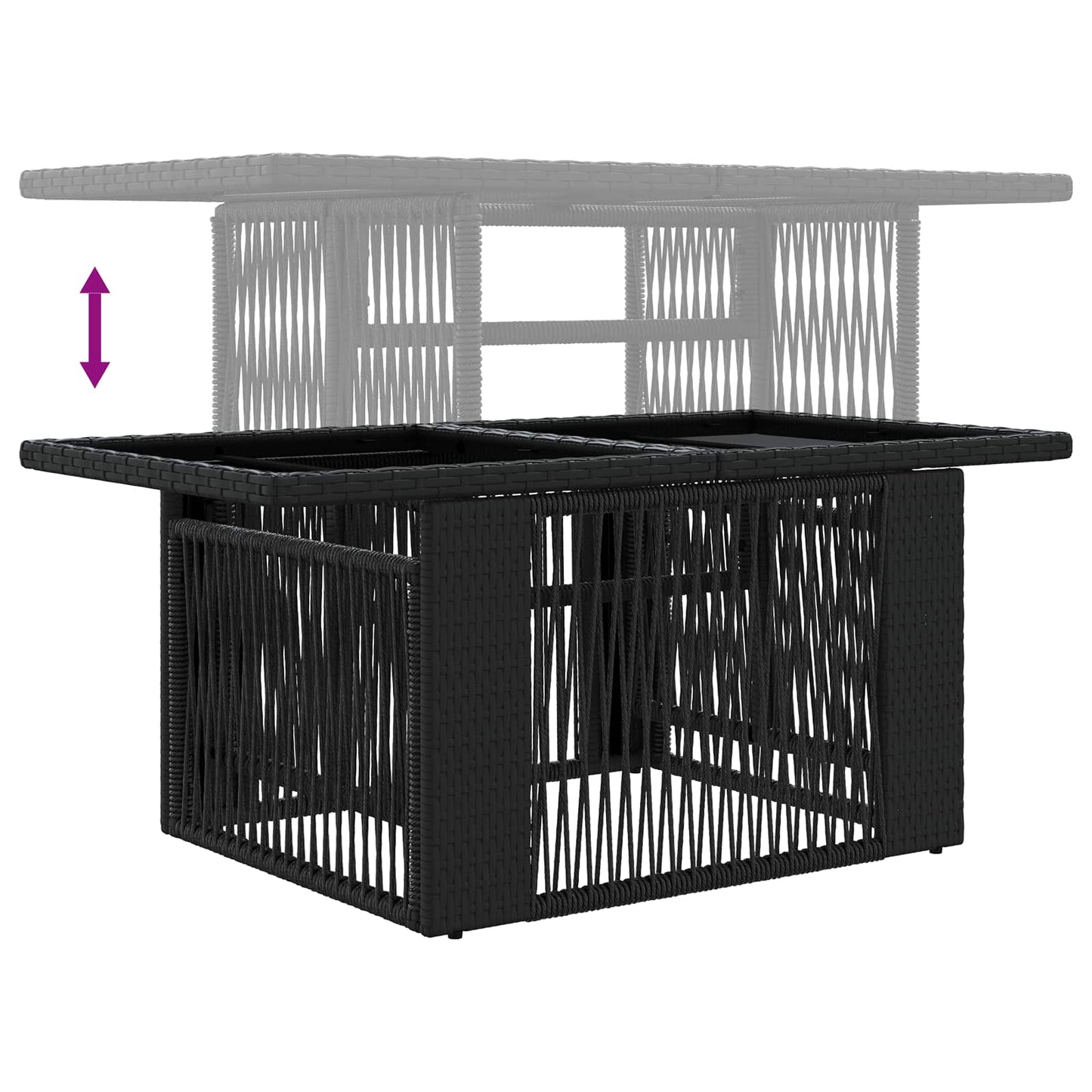 Hagebord Svart 100 x 55 x 37 cm PE Rattan og Glass