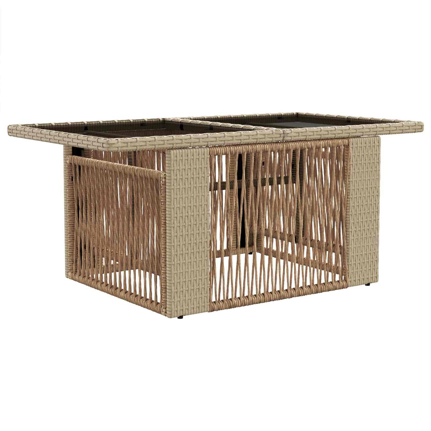 Hagebord Beige 100 x 55 x 37 cm PE Rattan og Glass