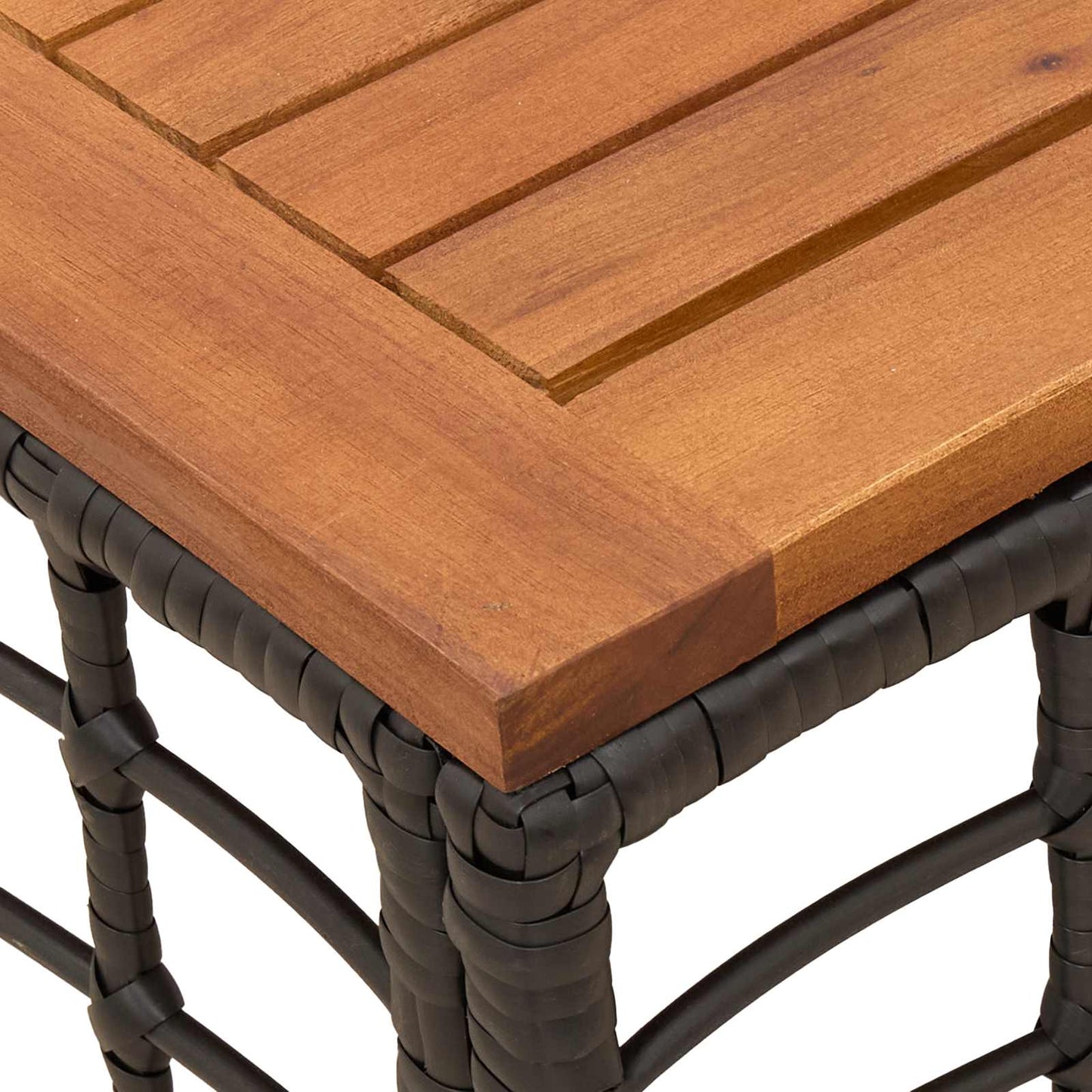 Hagebord Svart og naturlig 55 x 55 x 37 cm PE Rattan og Glass