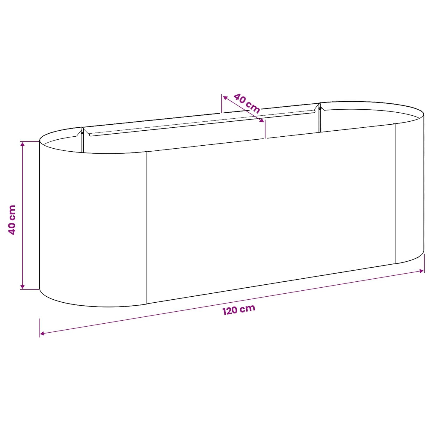 Hevet Hagebed Svart 120 x 40 x 40 cm Stål