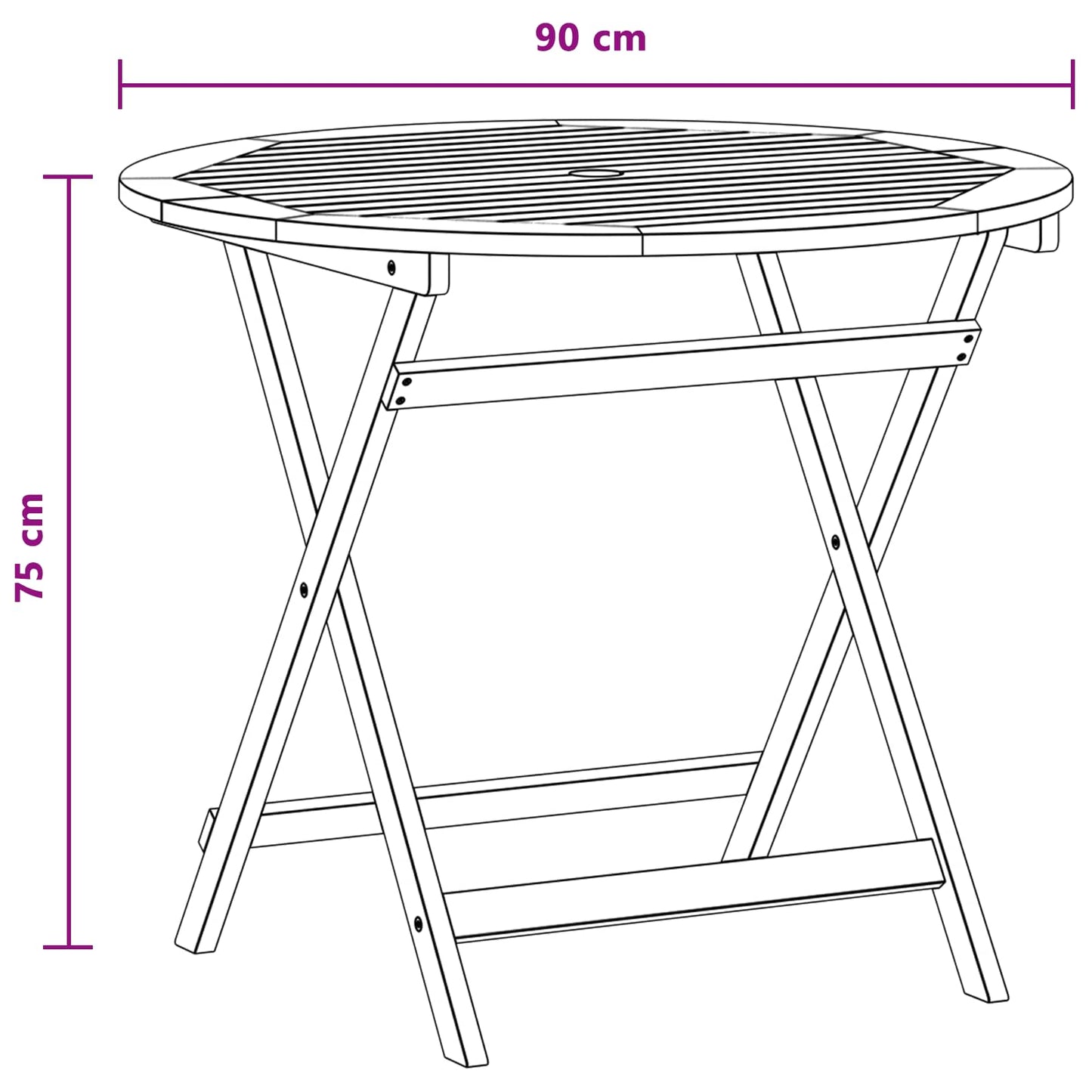 Sammenleggbart hagebord Brun Ø 90 x 75 cm Solid Eucalyptus Tre