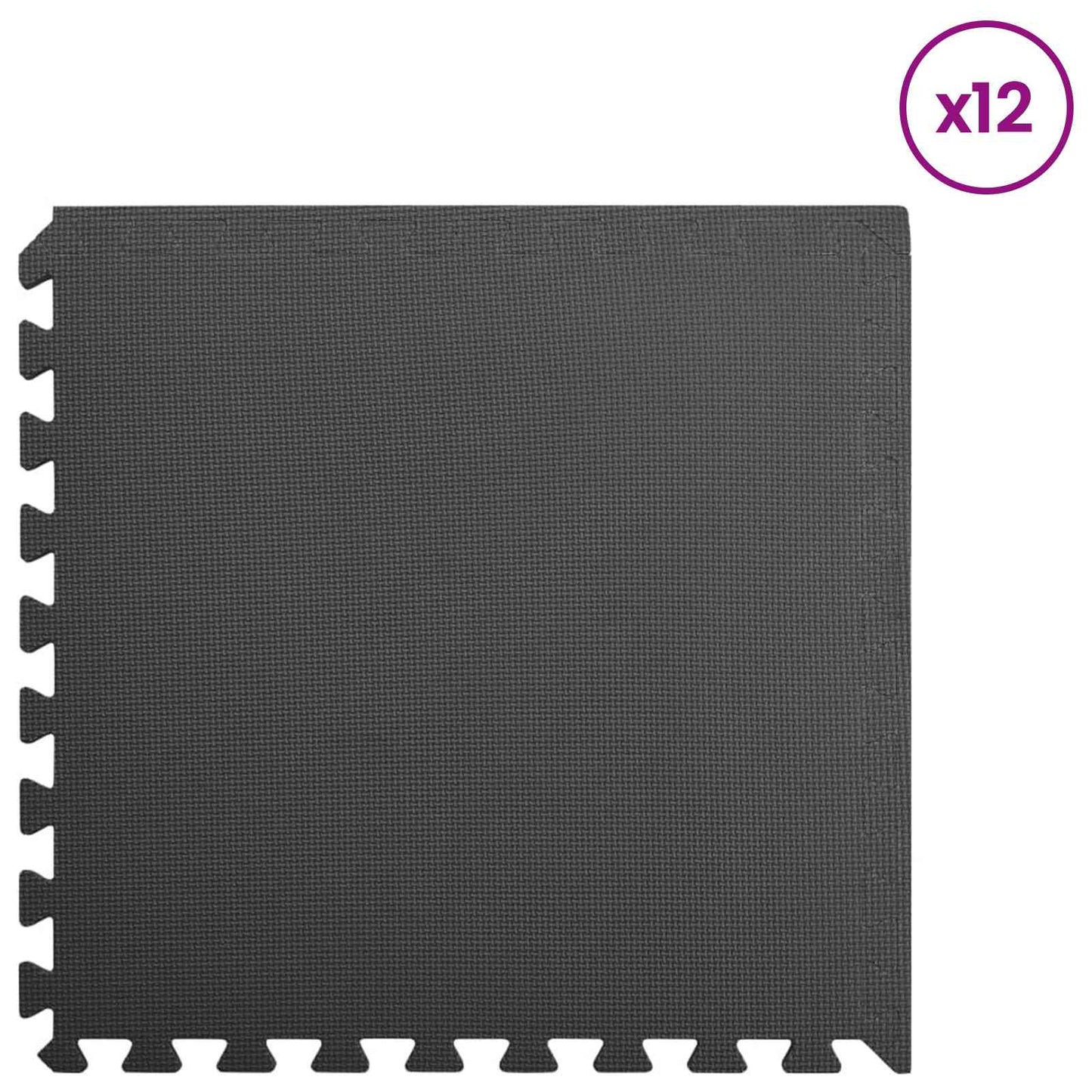 Bassenggrunnmatte 12 pcs Svart 4,32 ㎡ EVA Skum
