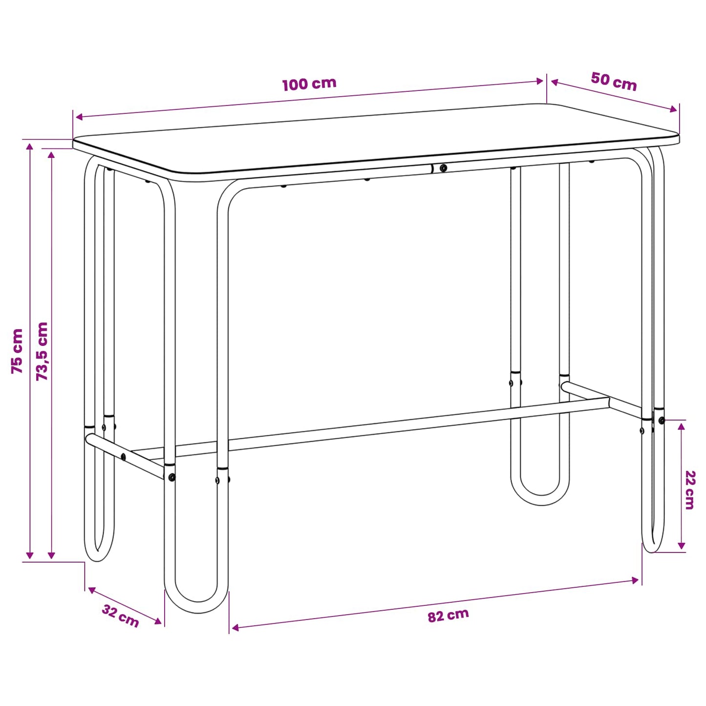 Spisebord 100 x 50 x 75 cm Konstruert tre Sonoma eik