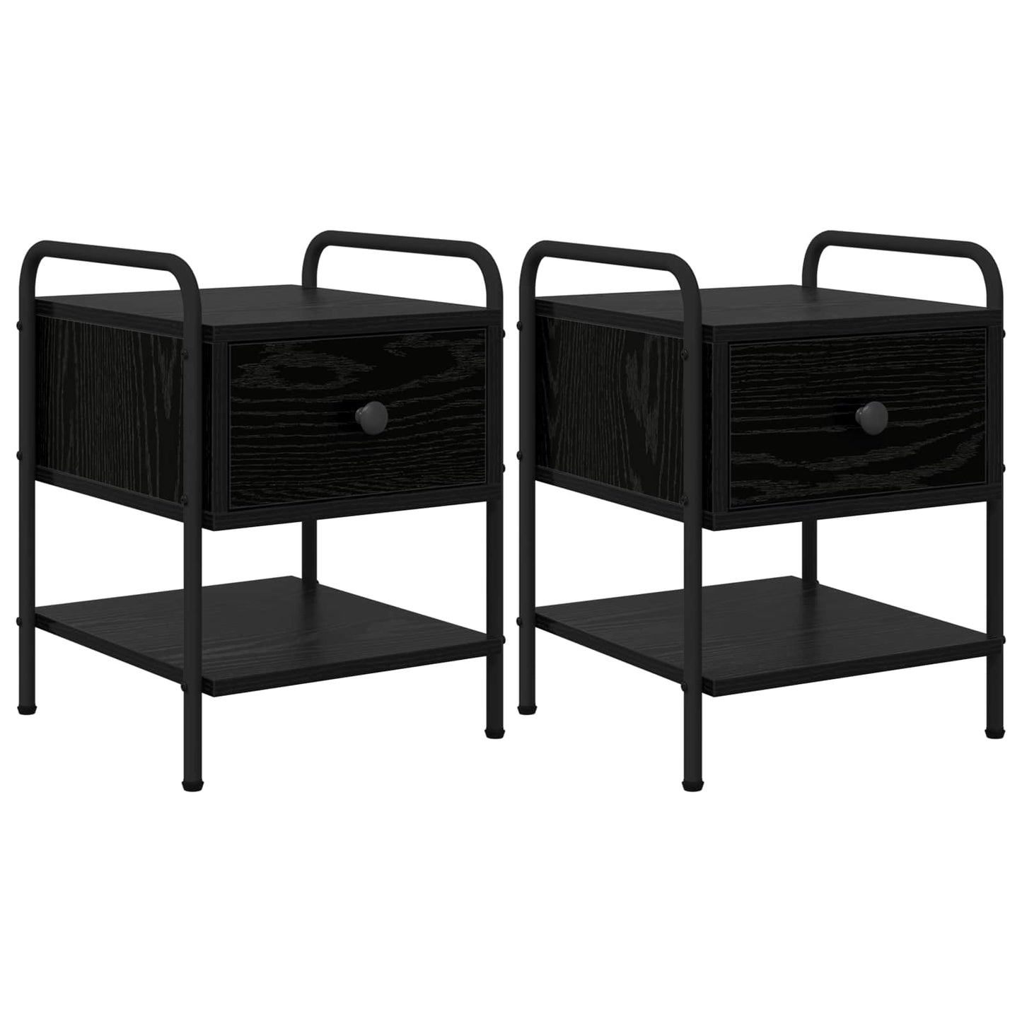 Nattbordskap 2 stk. Svart eik 35 x 36,5 x 47 cm Konstruert tre