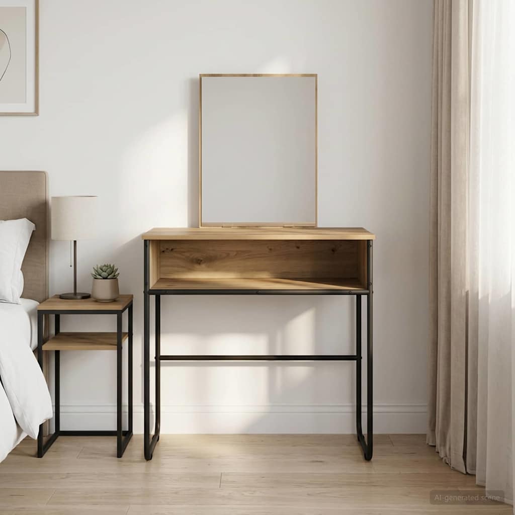 Sminkebord med hylle med lagring Artisan eik Konstruert tre