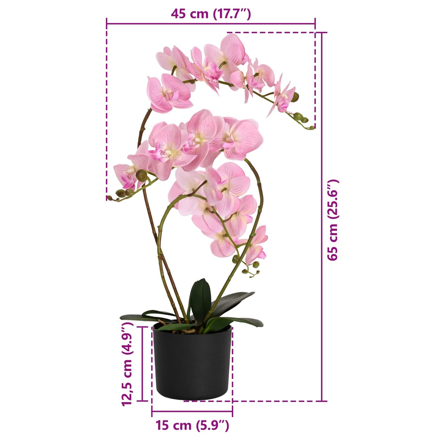 Kunstig orkidéplante med potte Rosa 45 x 15 x 65 cm