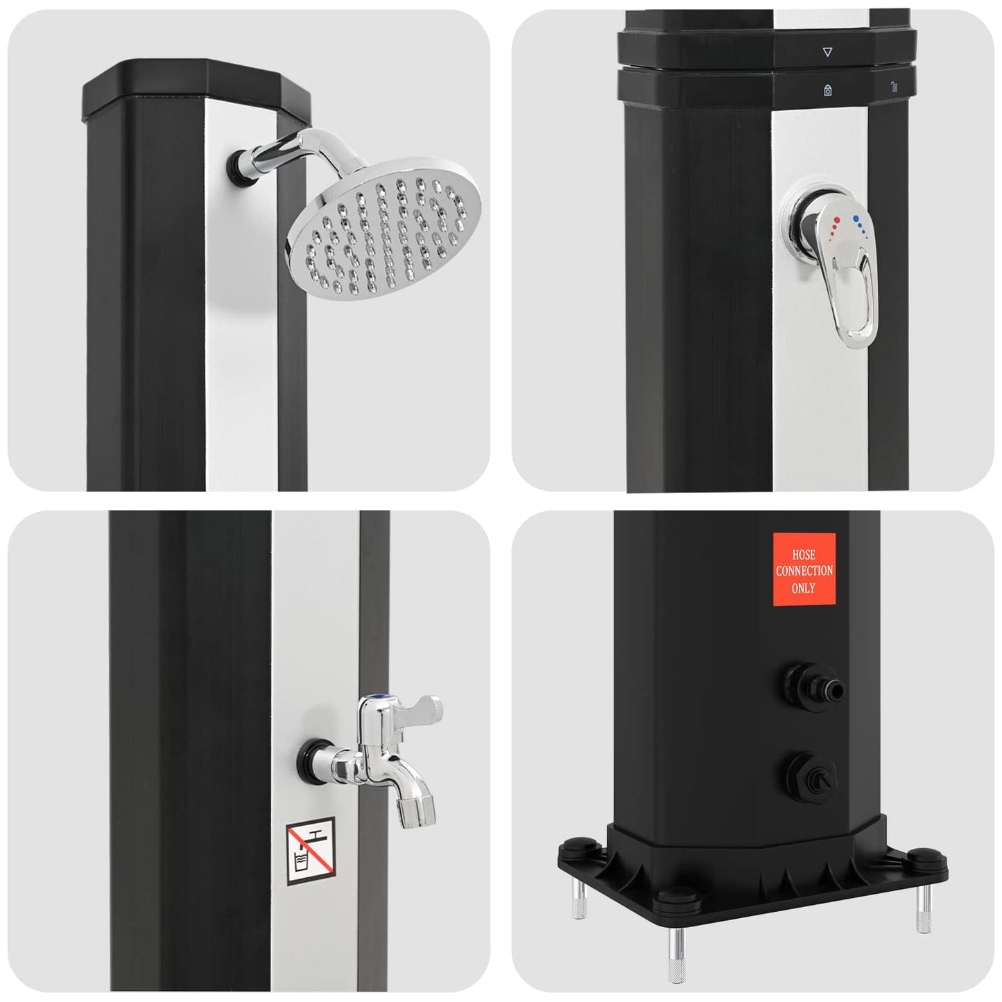 SolDusj med dusjhode og kran 40 l PVC, ABS, Sinklegering