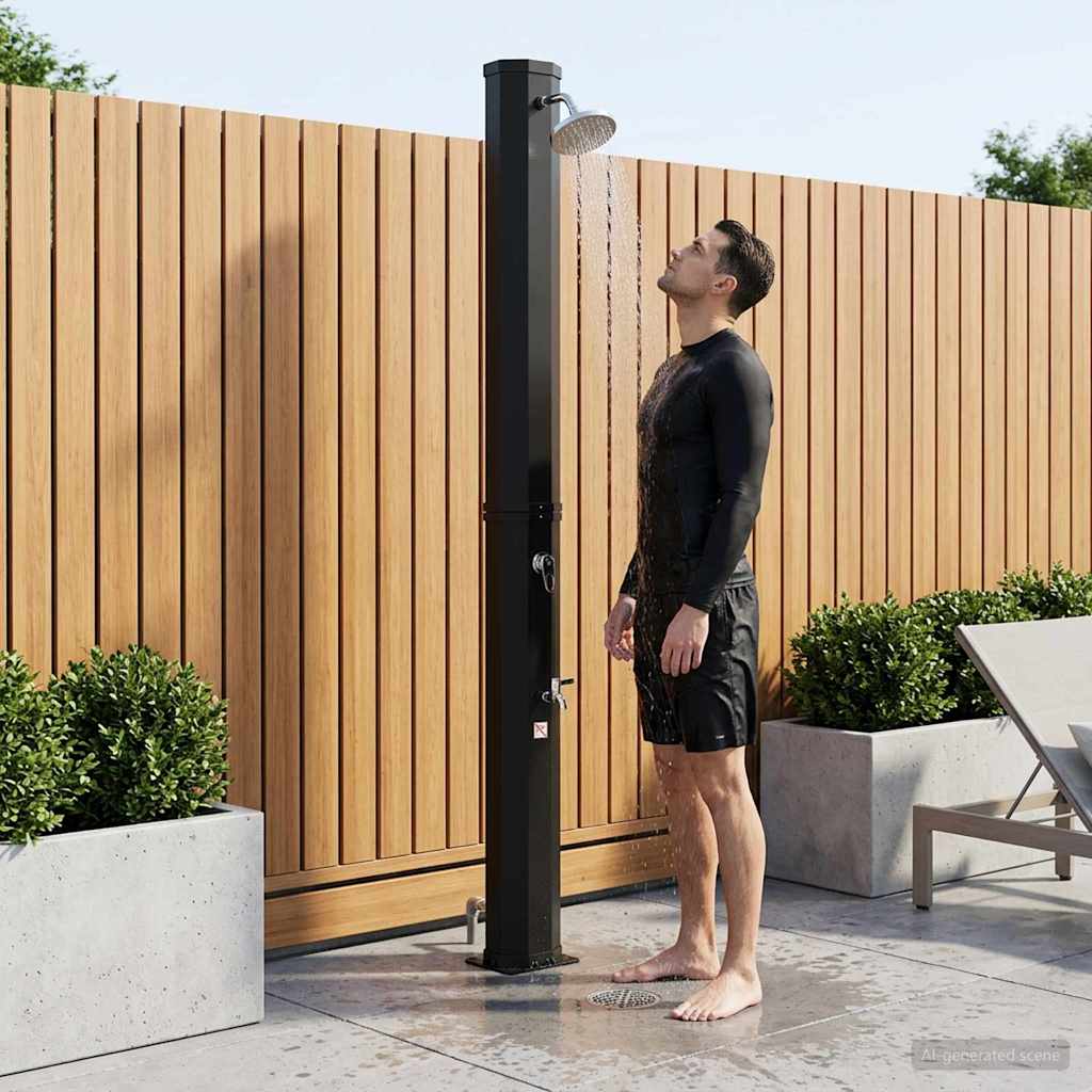 SolDusj med dusjhode og kran 40 l PVC, ABS, Sinklegering Svart