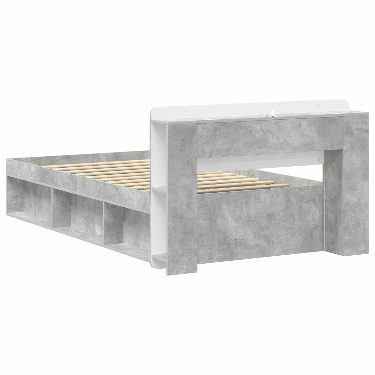 Sengeramme med oppbevaring Betonggrå 75 x 190 cm Konstruert tre