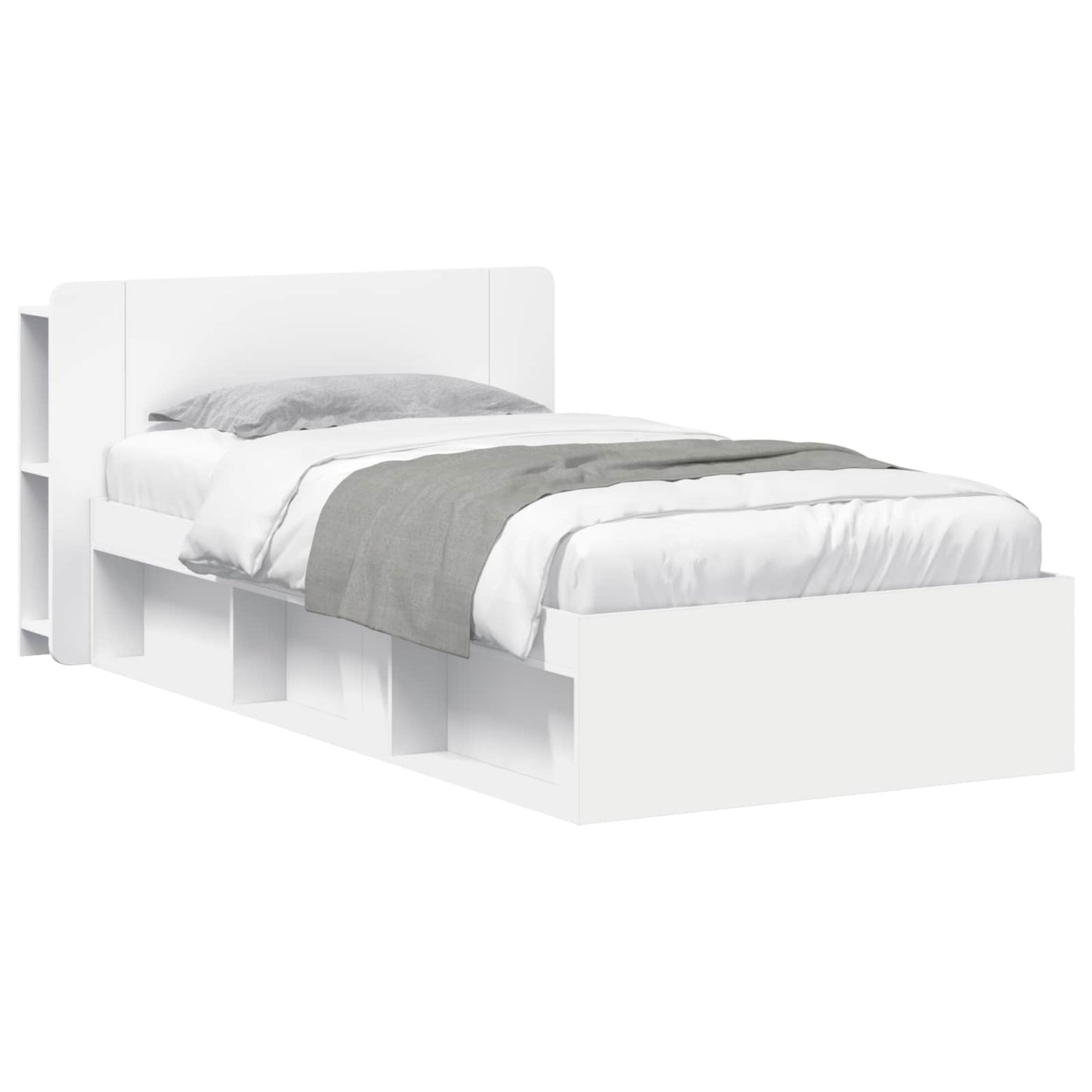 Sengeramme med oppbevaring Hvit 80 x 200 cm Konstruert tre