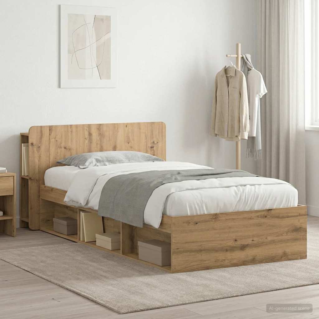Sengeramme med oppbevaring Artisan eik 90 x 190 cm