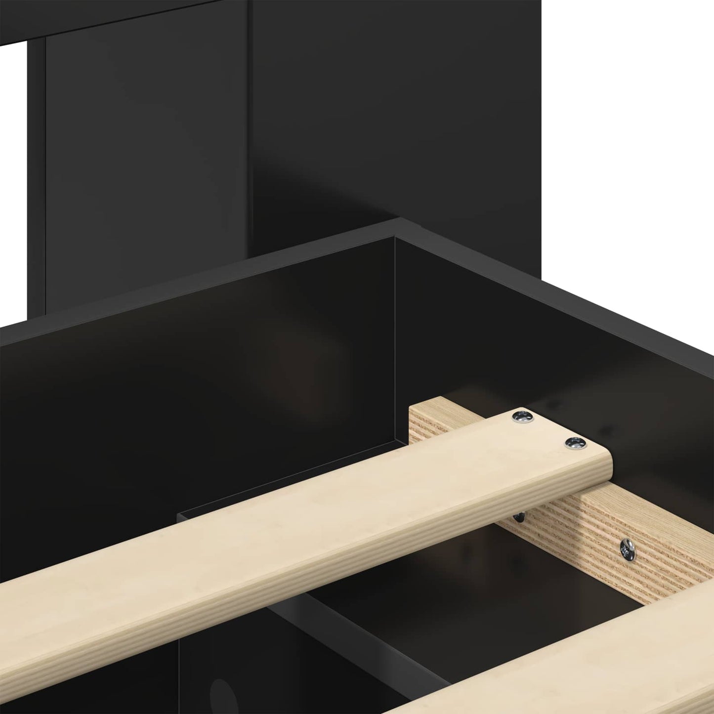 Sengeramme med oppbevaring Svart 90 x 190 cm Konstruert tre