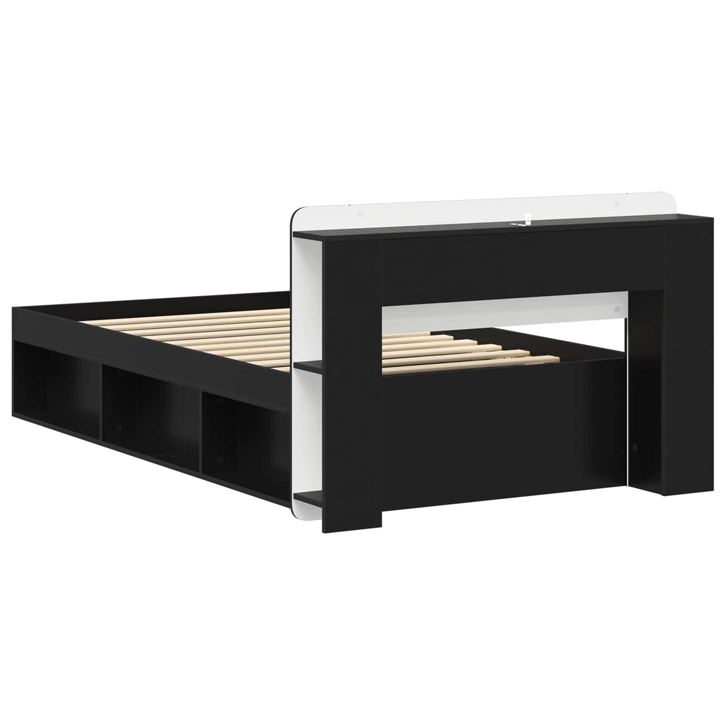 Sengeramme med oppbevaring Svart 90 x 190 cm Konstruert tre