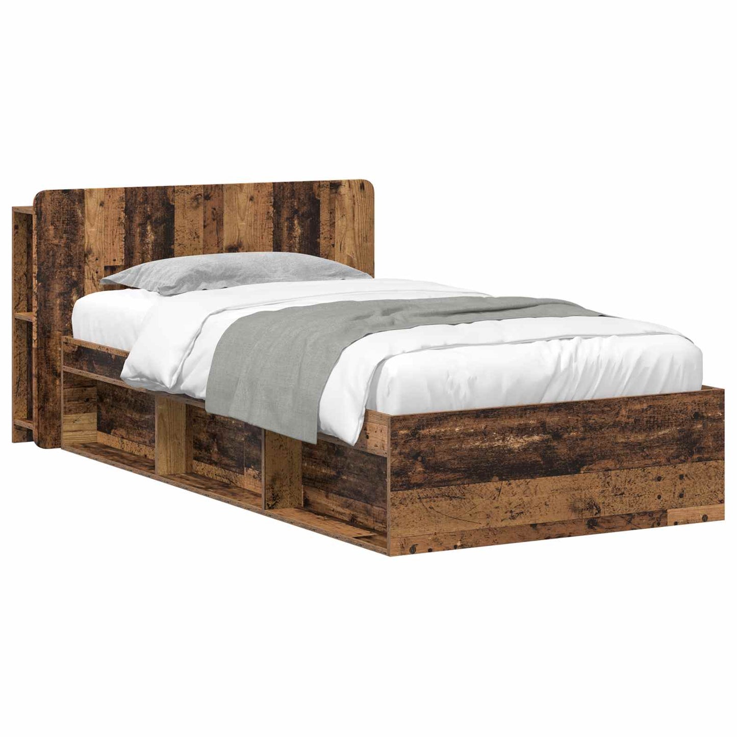 Sengeramme med oppbevaring Gammelt tre 90 x 190 cm
