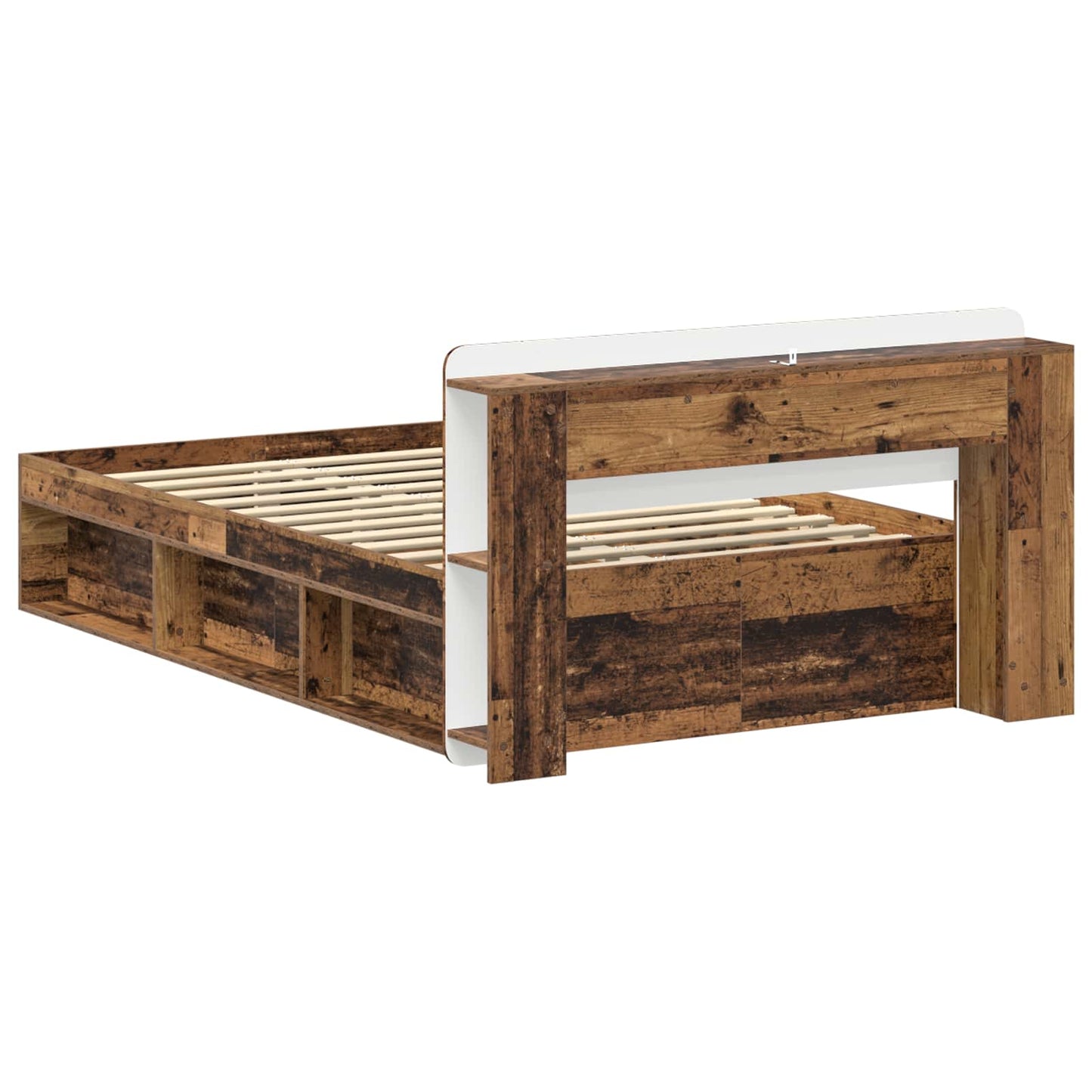 Sengeramme med oppbevaring Gammelt tre 120 x 190 cm