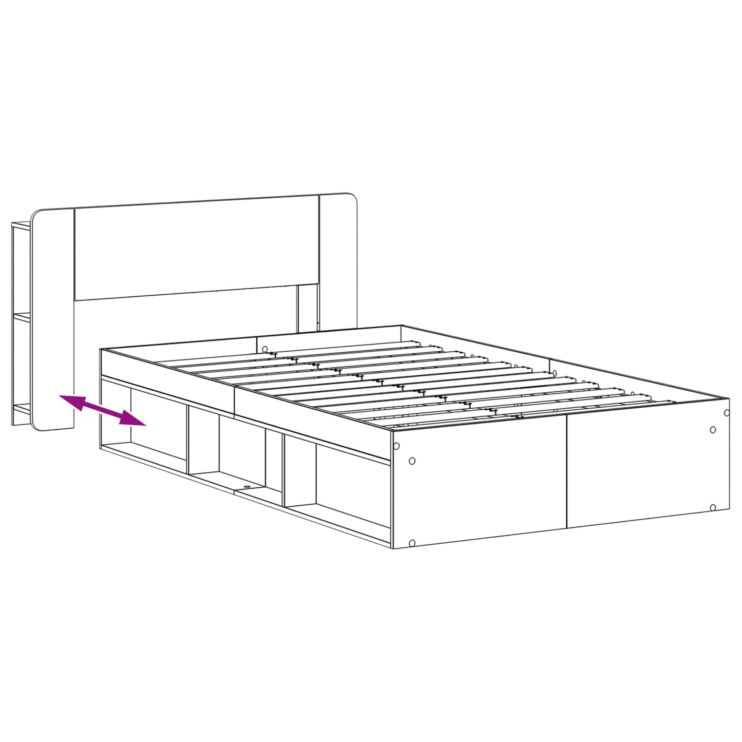Sengeramme med oppbevaring Gammelt tre 120 x 190 cm
