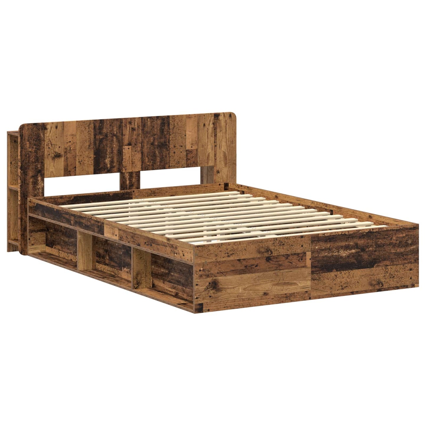 Sengeramme med oppbevaring Gammelt tre 150 x 200 cm