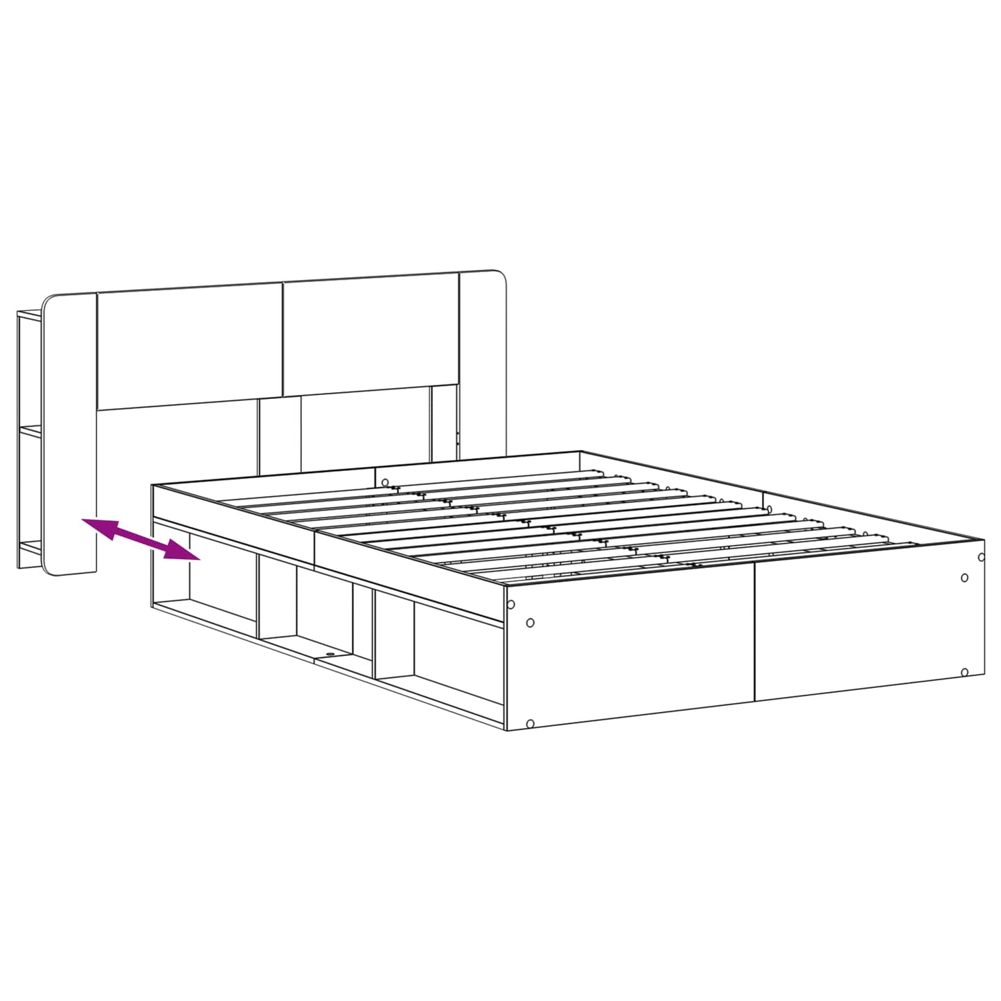 Sengeramme med oppbevaring Gammelt tre 150 x 200 cm