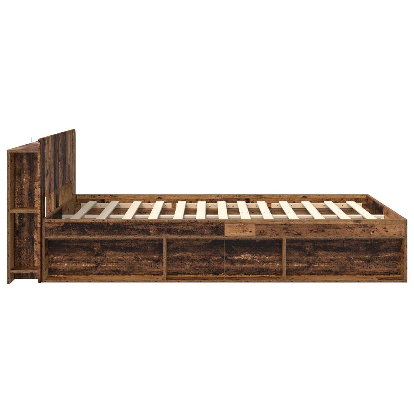 Sengeramme med oppbevaring Gammelt tre 150 x 200 cm
