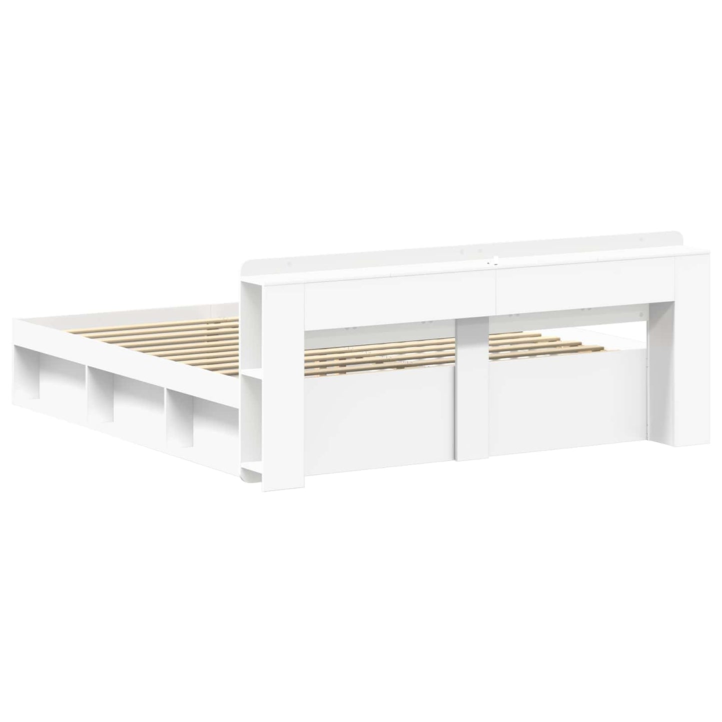 Sengeramme med oppbevaring Hvit 180 x 200 cm Konstruert tre