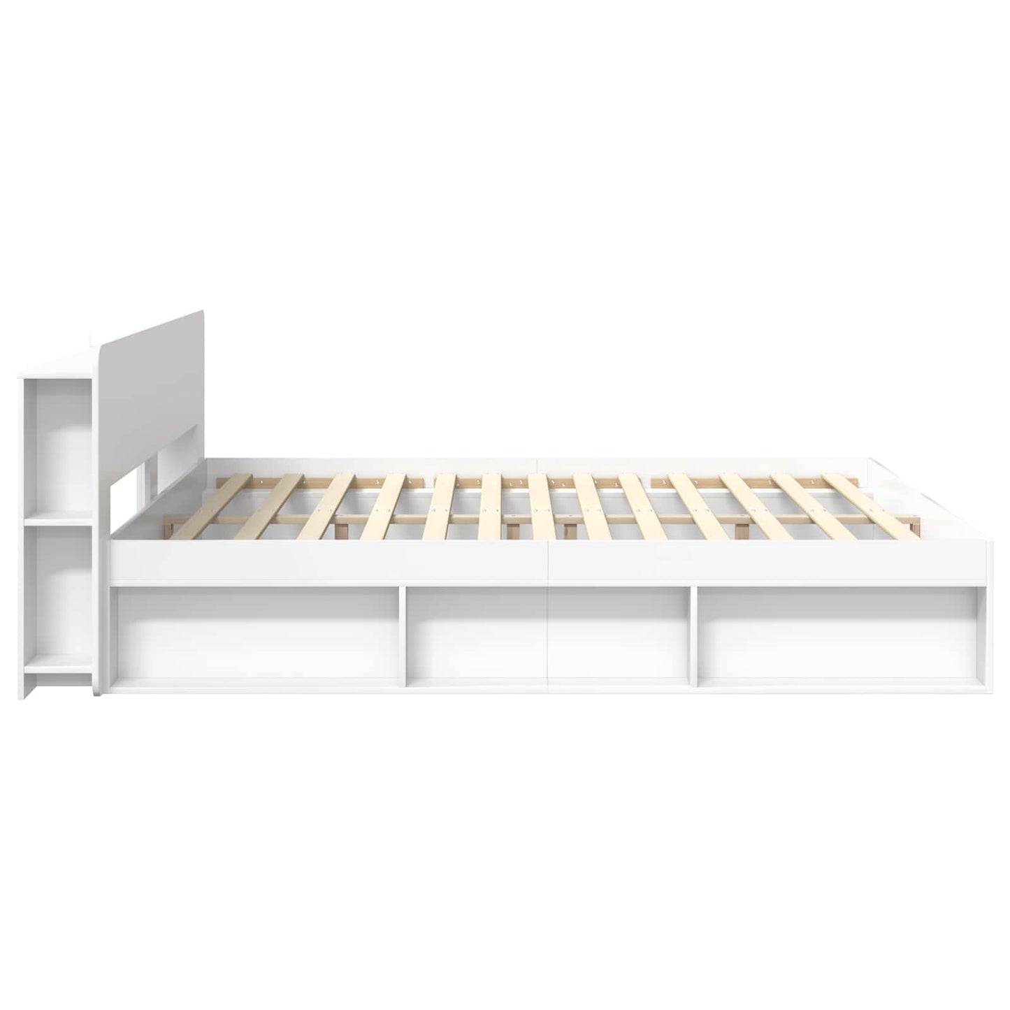 Sengeramme med oppbevaring Hvit 180 x 200 cm Konstruert tre