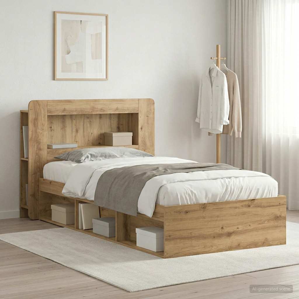 Sengeramme med oppbevaring Artisan eik 90 x 200 cm