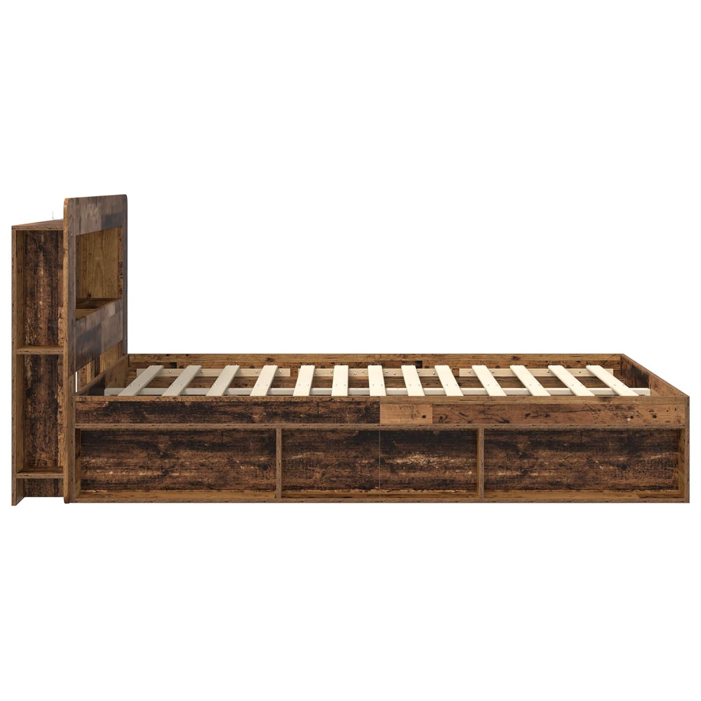 Sengeramme med oppbevaring Gammelt tre 135 x 190 cm