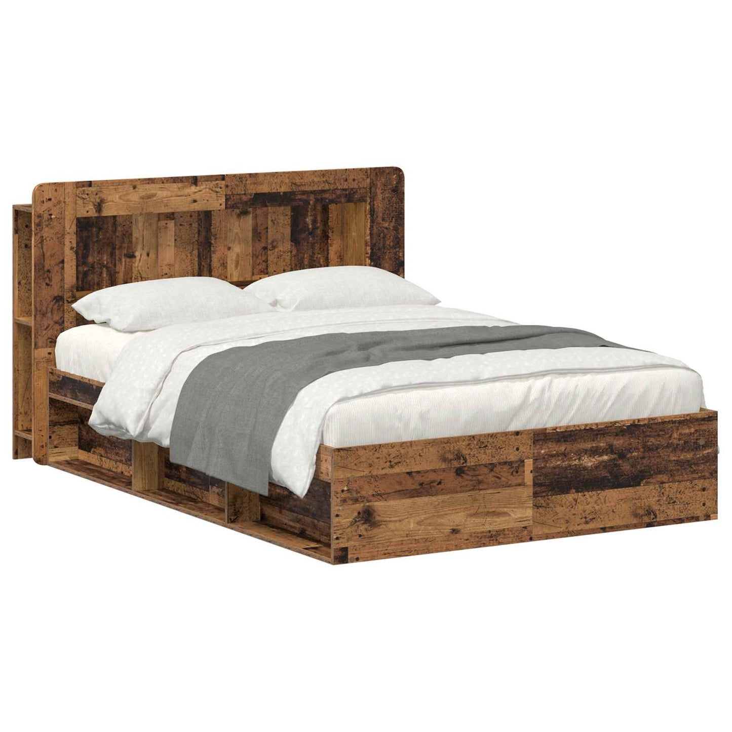 Sengeramme med oppbevaring Gammelt tre 140 x 190 cm