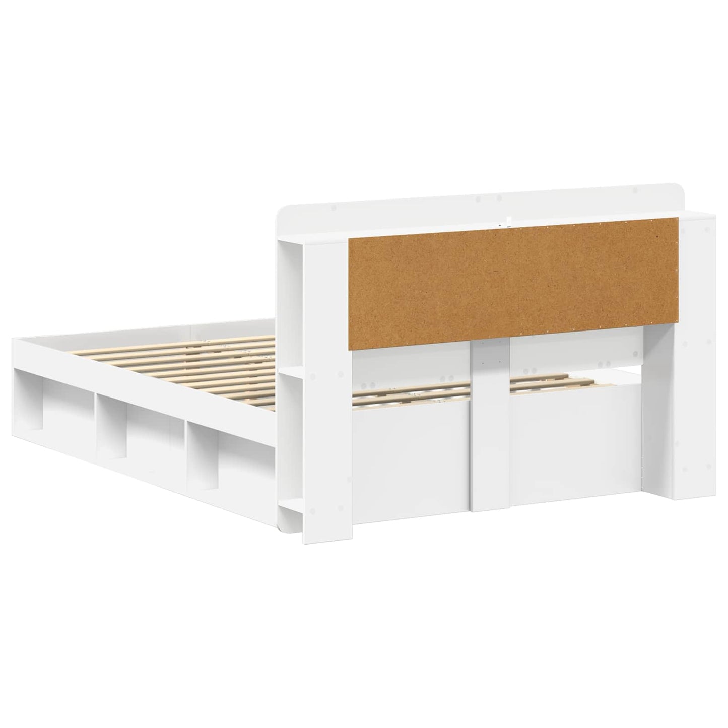 Sengeramme med oppbevaring Hvit 160 x 200 cm Konstruert tre