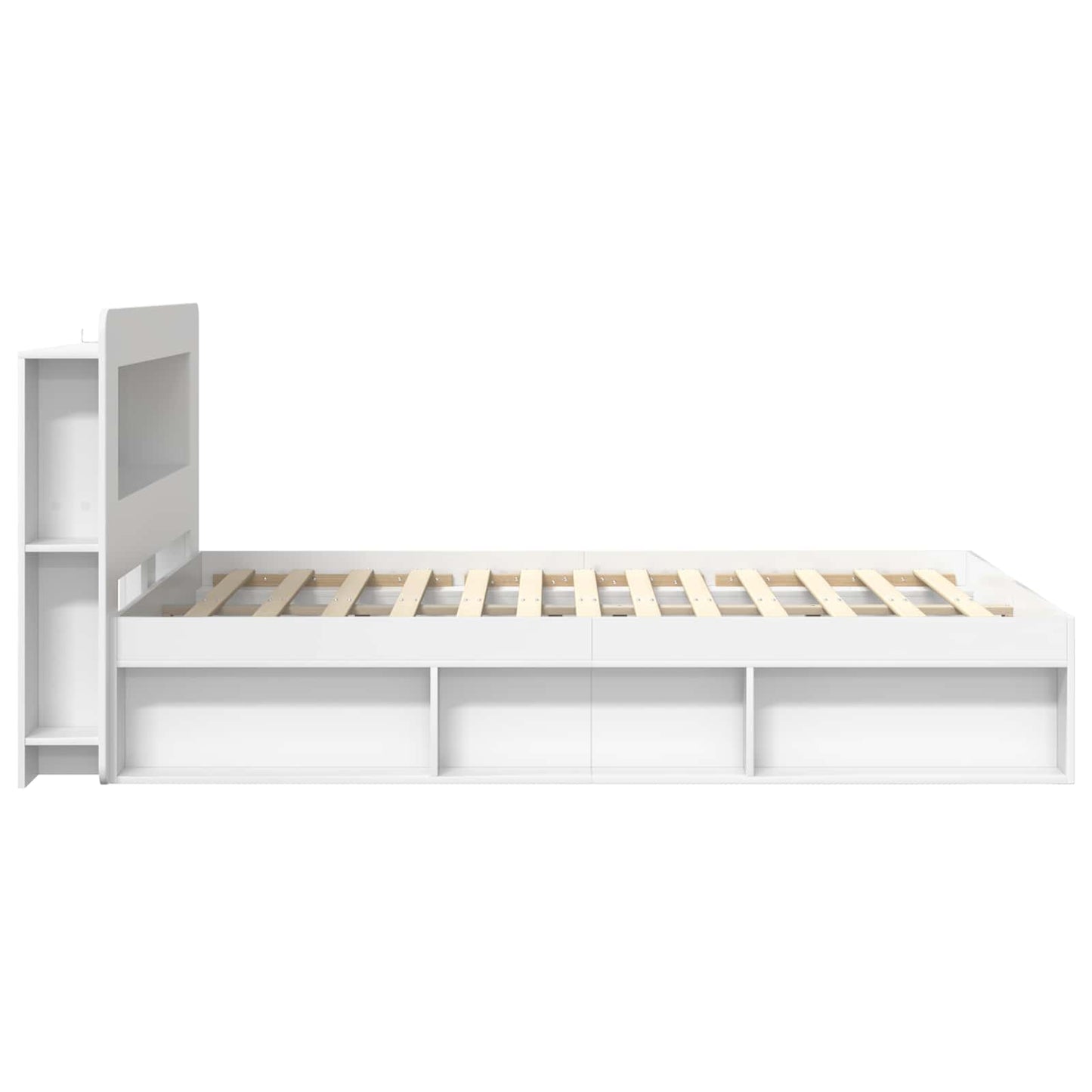 Sengeramme med oppbevaring Hvit 160 x 200 cm Konstruert tre