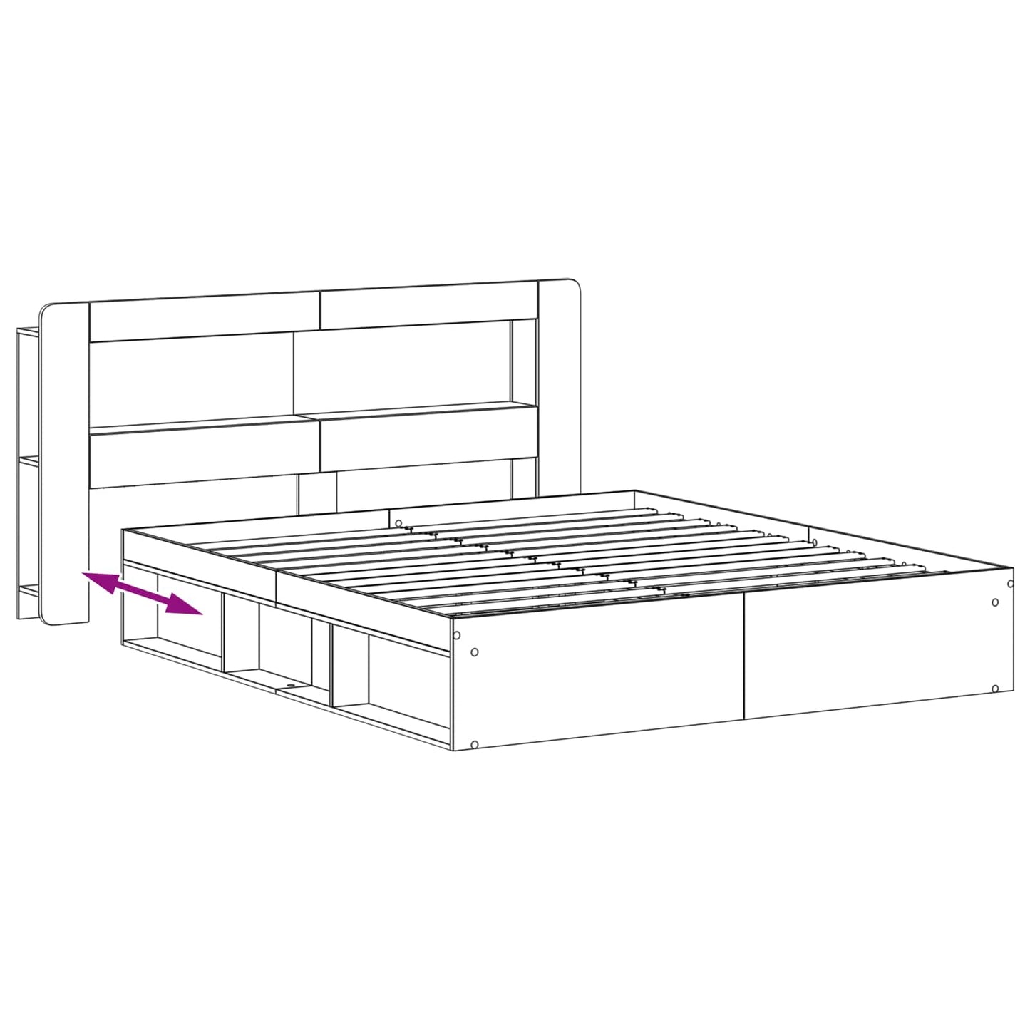 Sengeramme med oppbevaring Hvit 180 x 200 cm Konstruert tre