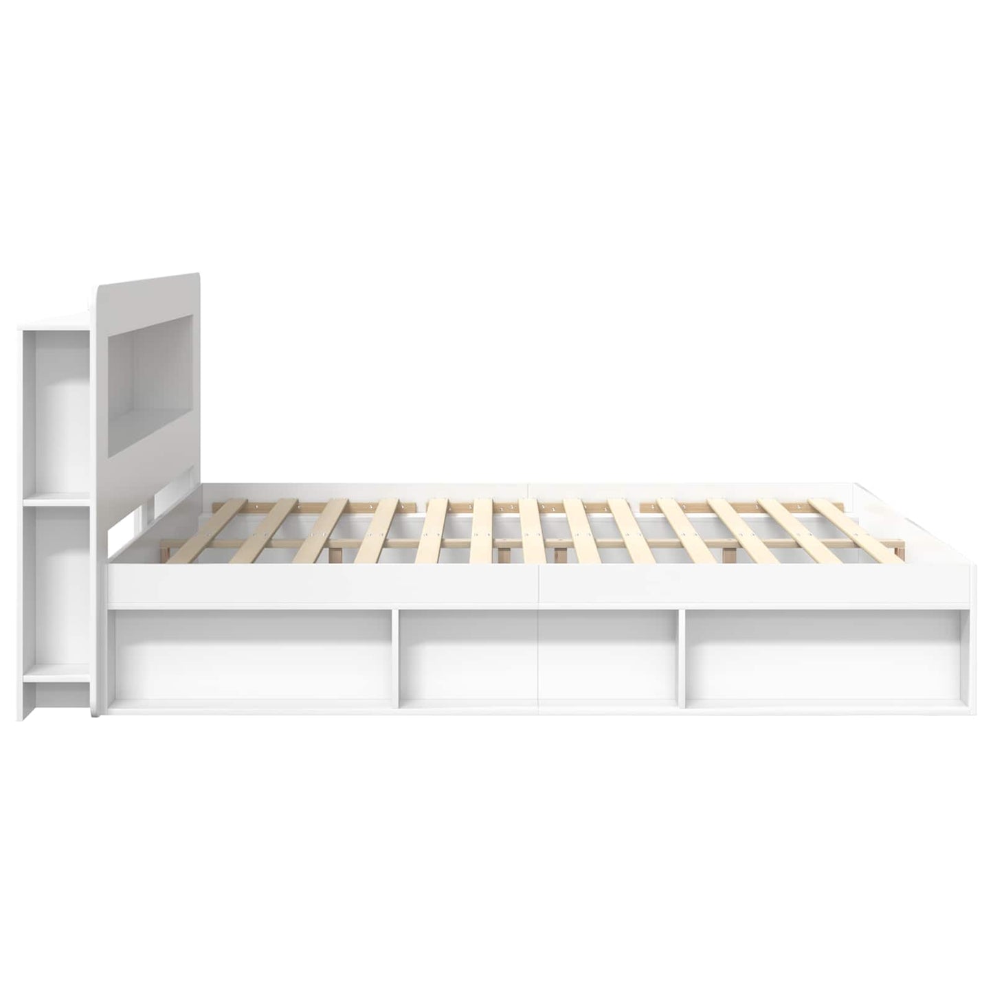 Sengeramme med oppbevaring Hvit 180 x 200 cm Konstruert tre