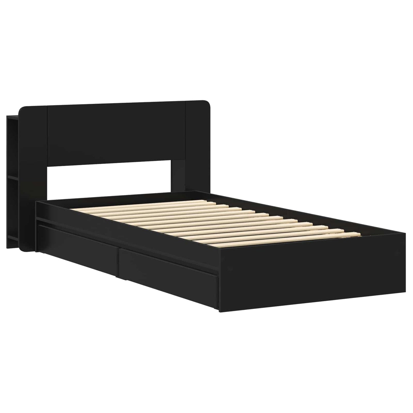 Sengeramme med oppbevaring Svart 90 x 190 cm Konstruert tre
