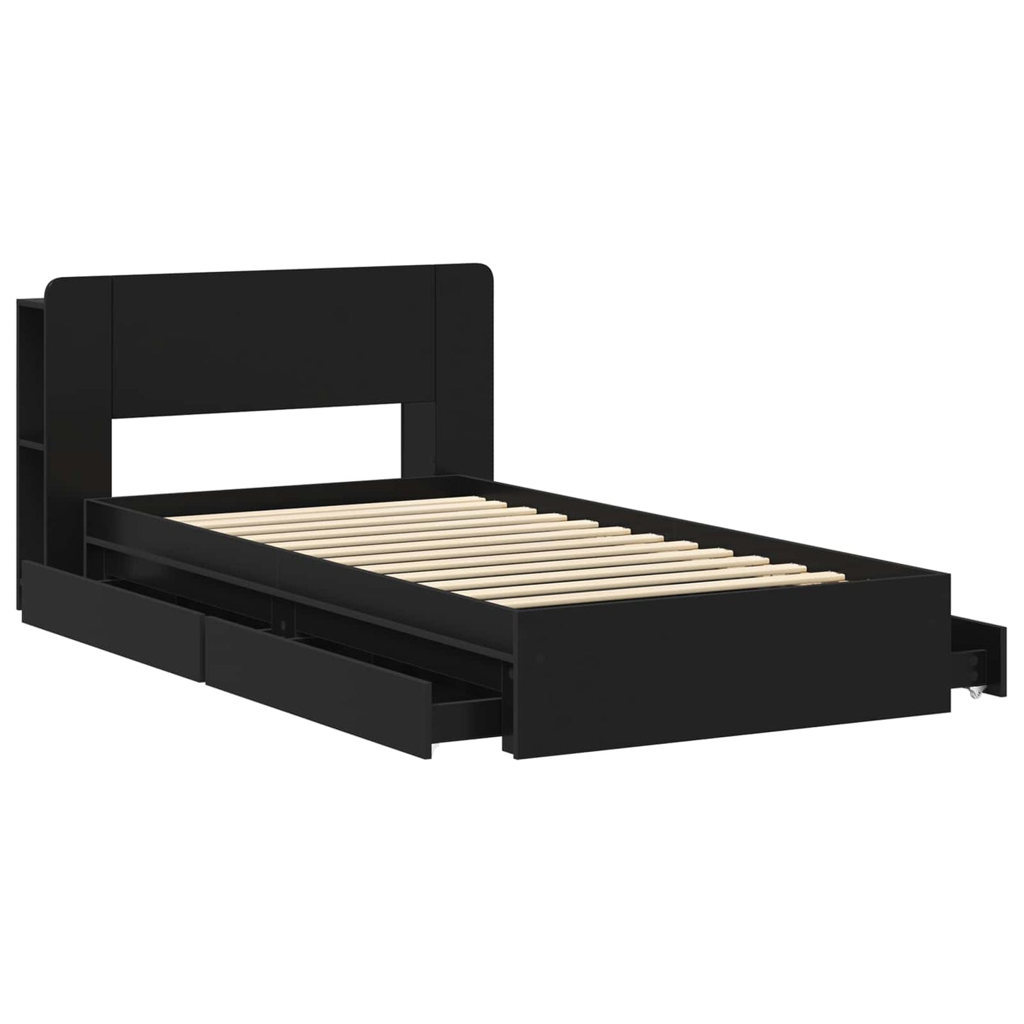 Sengeramme med oppbevaring Svart 90 x 190 cm Konstruert tre