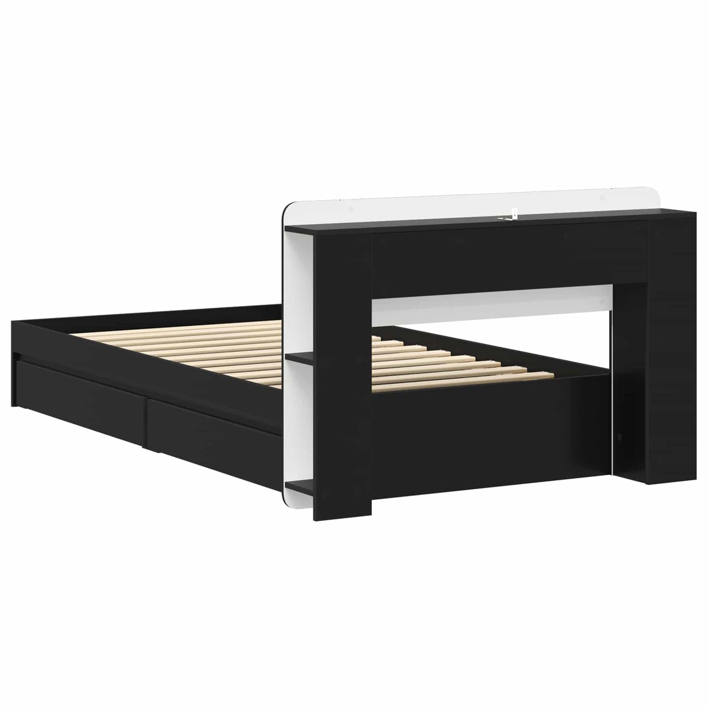 Sengeramme med oppbevaring Svart 90 x 190 cm Konstruert tre
