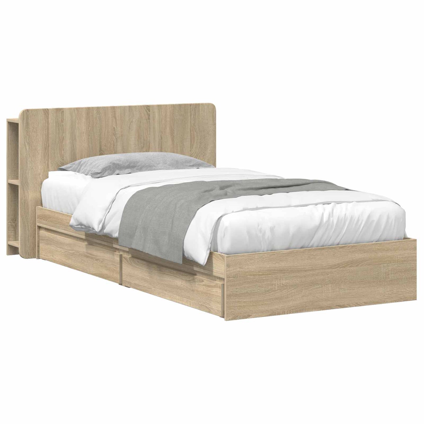 Sengeramme med oppbevaring med skuff Sonoma eik 90 x 190 cm