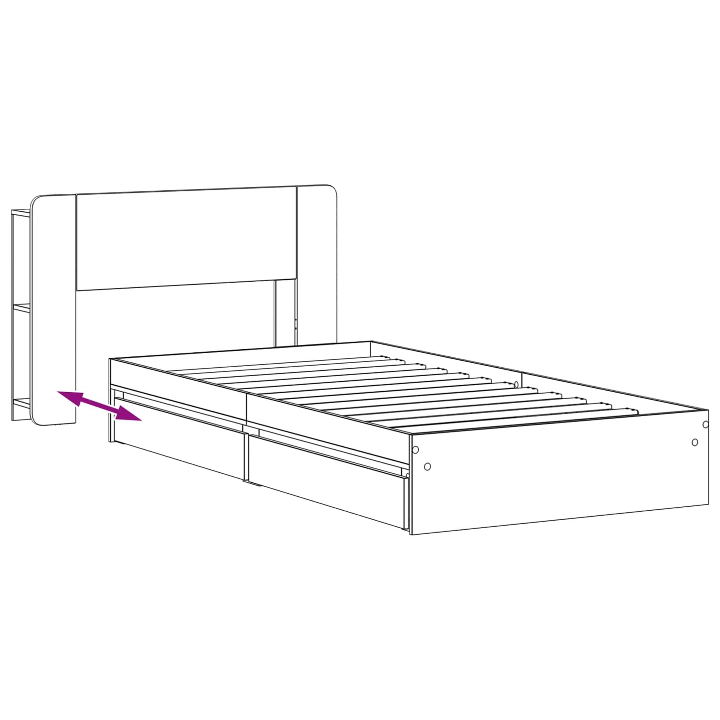 Sengeramme med oppbevaring med skuff Sonoma eik 90 x 190 cm