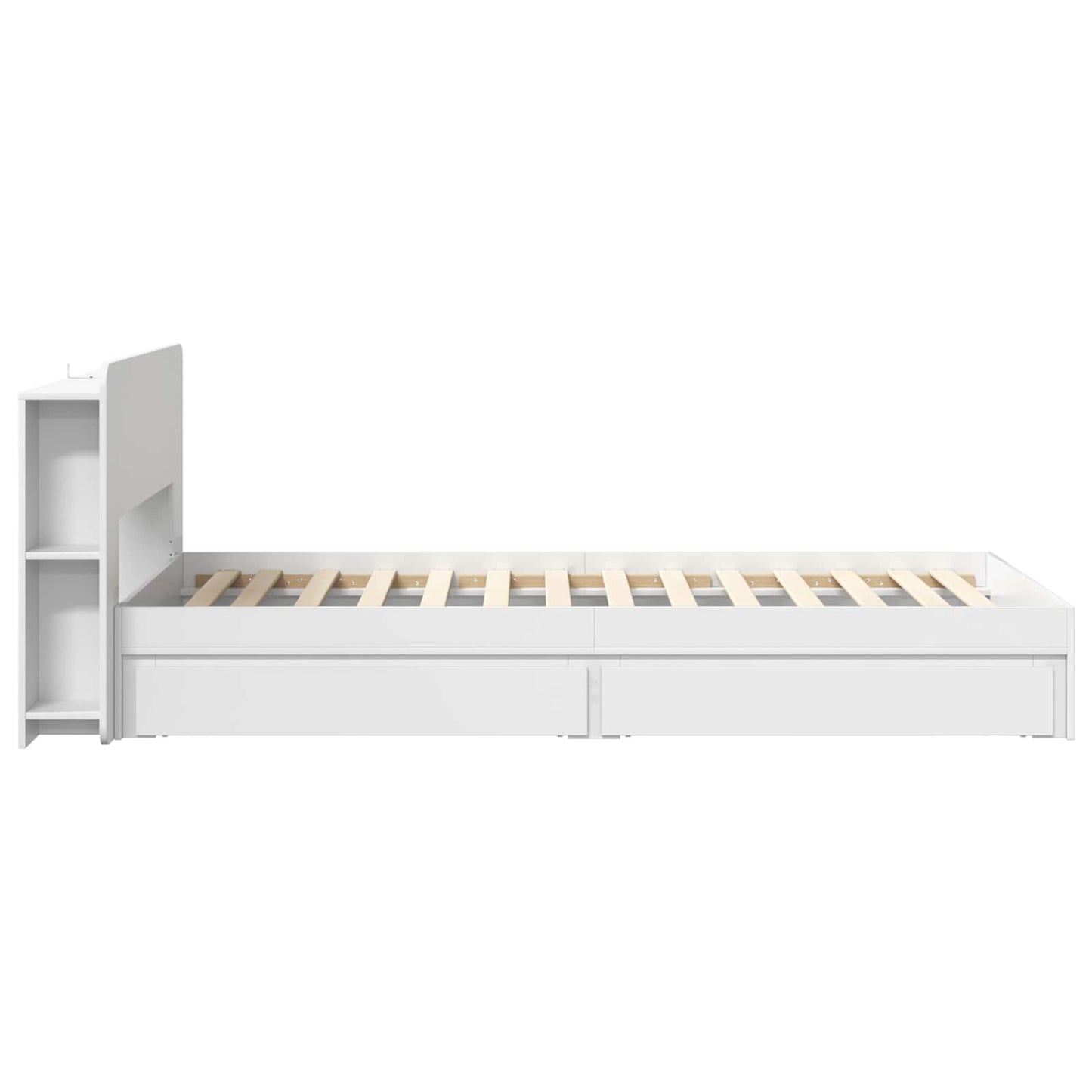 Sengeramme med oppbevaring Hvit 90 x 200 cm Konstruert tre
