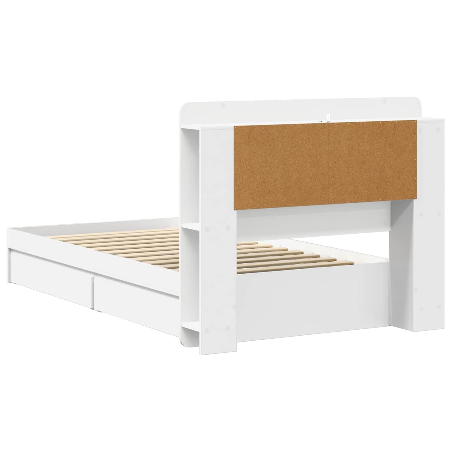 Sengeramme med oppbevaring Hvit 75 x 190 cm Konstruert tre