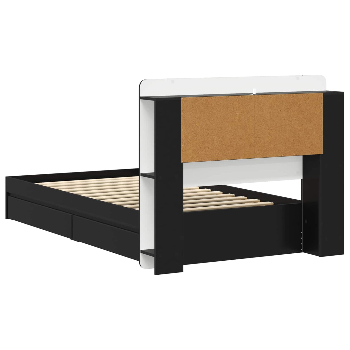 Sengeramme med oppbevaring Svart 90 x 190 cm Konstruert tre