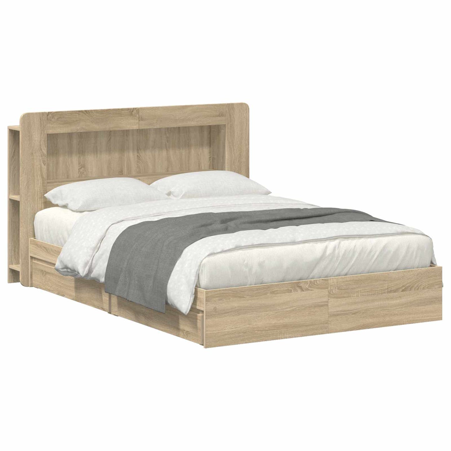 Sengeramme med oppbevaring med skuff Sonoma eik 150 x 200 cm